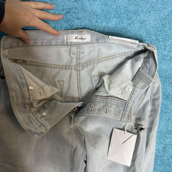 KanCan Womens 7/27 90s Flare Light Blue Jeans Wide Leg Distressed Denim - Picture 15 of 16